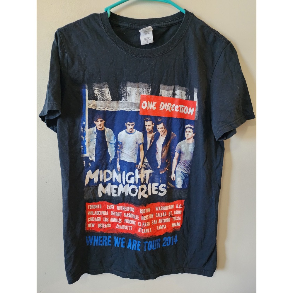 One Direction Midnight Memories Where We Are Tour 2014 T-Shirt Black Small